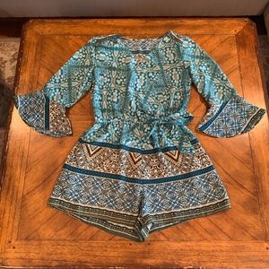 Teal Pattern Romper